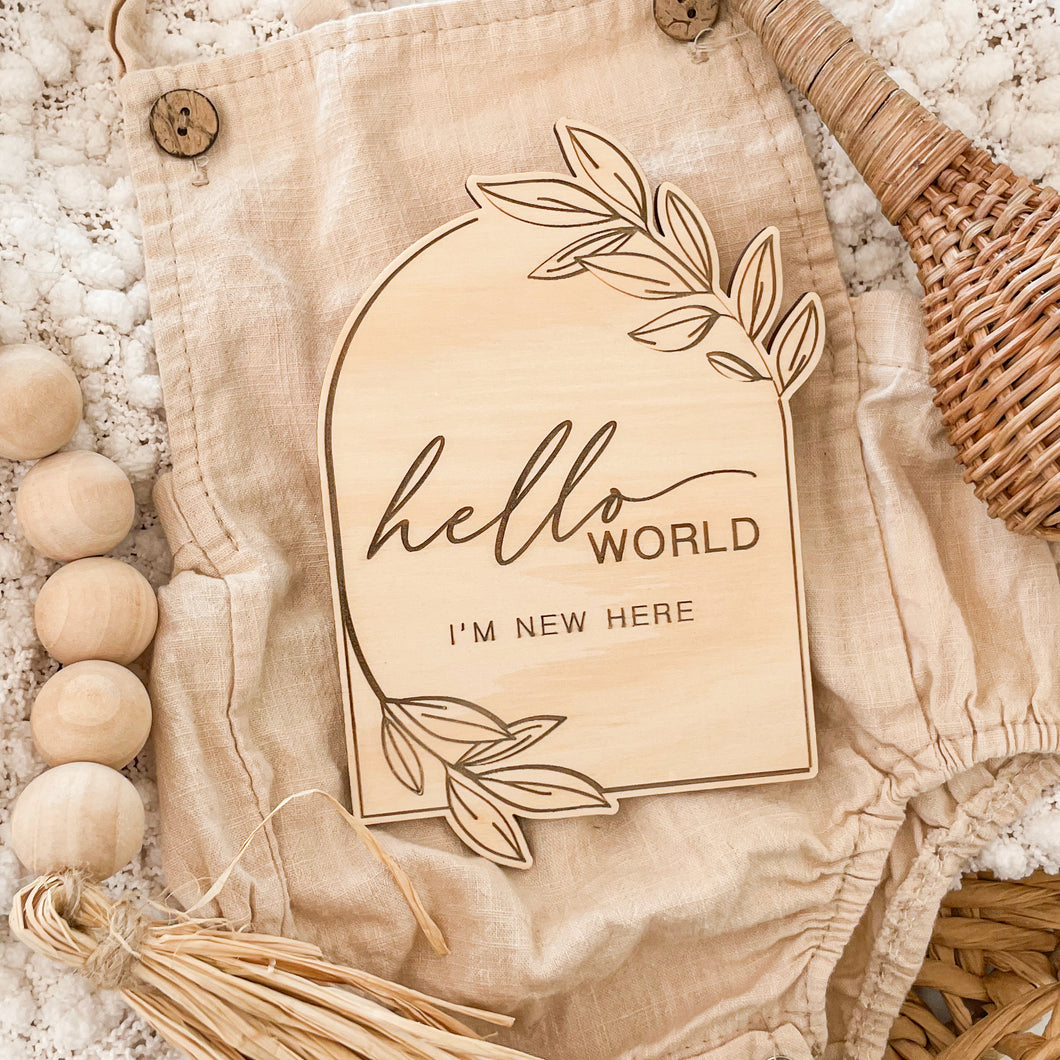 Hello World Leaf Arch Plaque