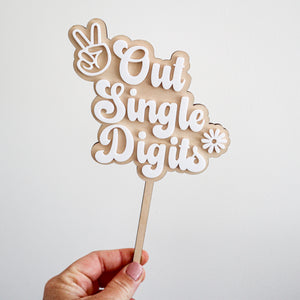 Peace out single digit cake topper