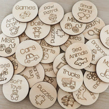 Load image into Gallery viewer, Personalised Wooden Toy Labels with pictures | Ikea Tub Labels
