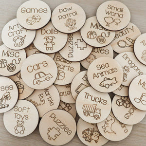 Personalised Wooden Toy Labels with pictures | Ikea Tub Labels