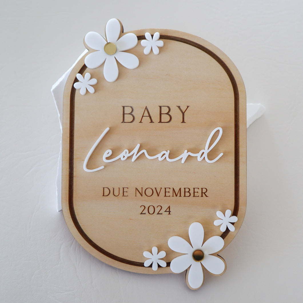 Daisy Pregnancy Announcment Plaque