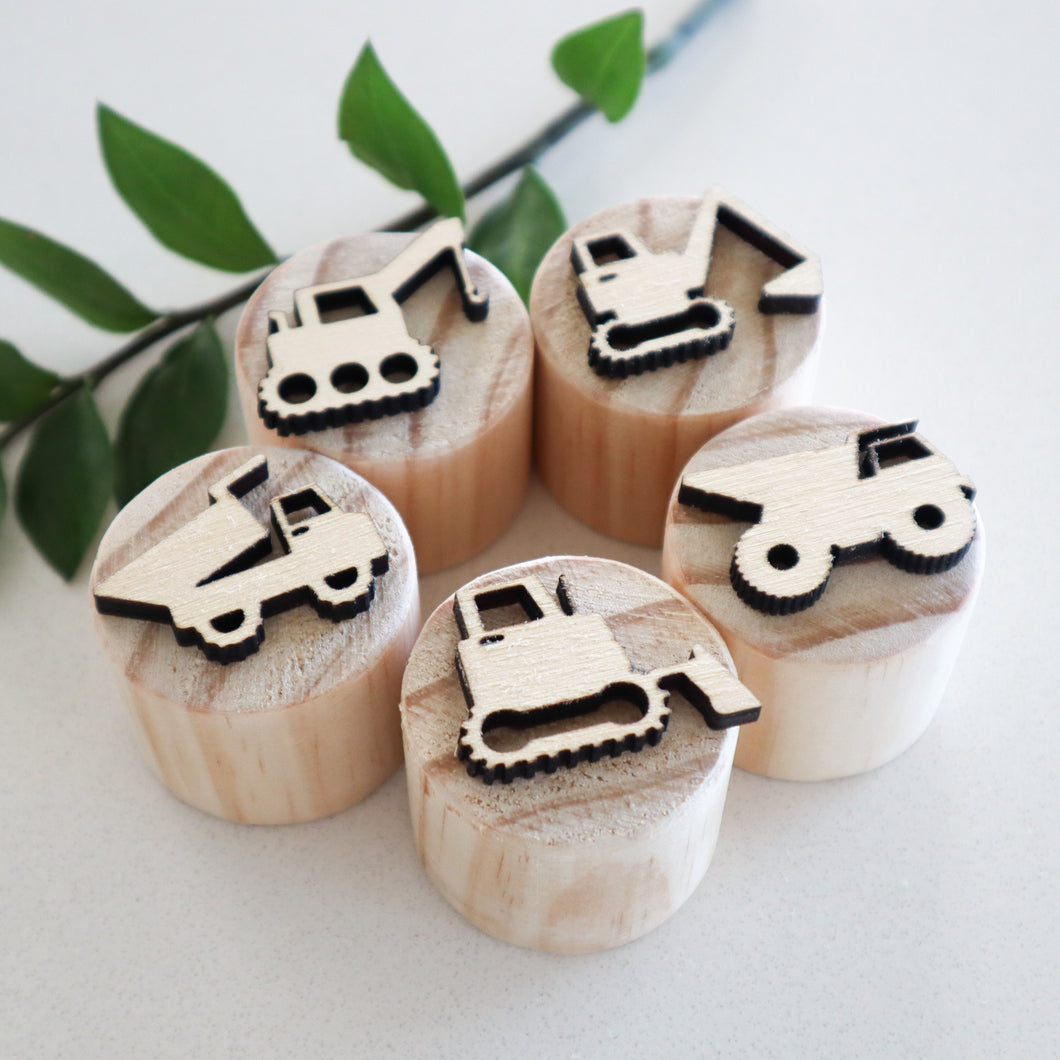 Natural Wooden Truck Play Dough Stamps