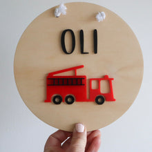 Load image into Gallery viewer, Fire Truck Acrylic Name Plaque
