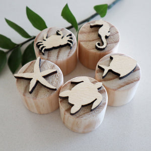 Natural Wooden Sea Animals Play Dough Stamps