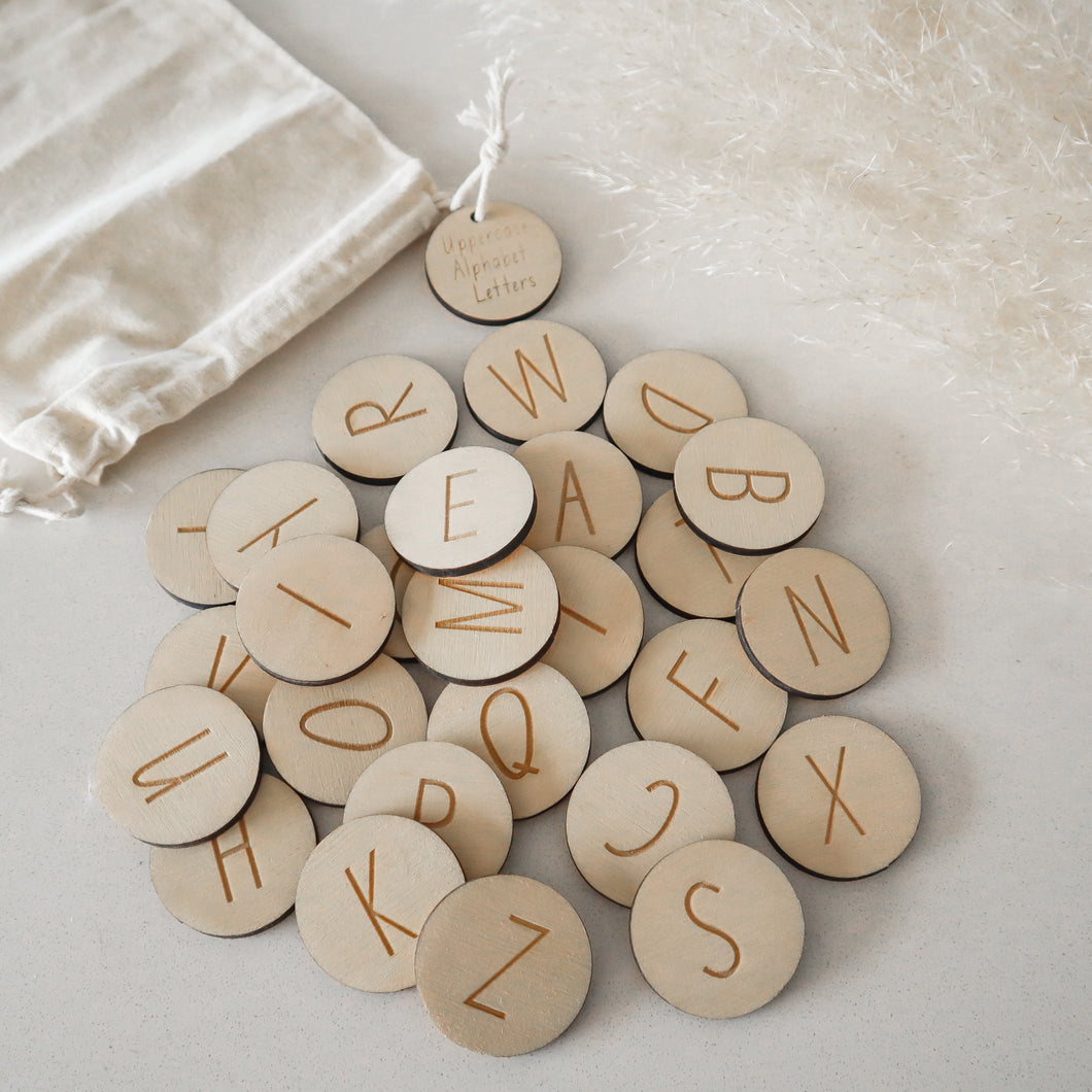 Uppercase Wooden Alphabet Discs