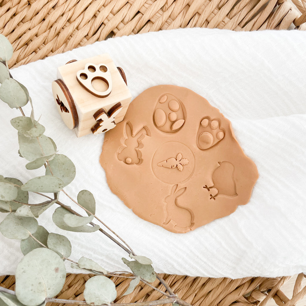 Wooden Easter Play Dough 6 in 1 stamp