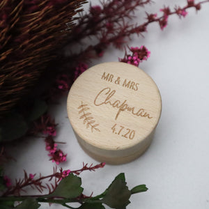 Personalised Wooden Wedding Ring Box-Fern