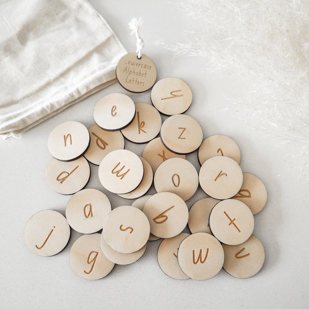 Lowercase Wooden Alphabet Discs