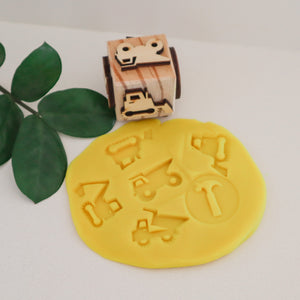 6 in 1 Wooden Play Dough Stamp- Construction