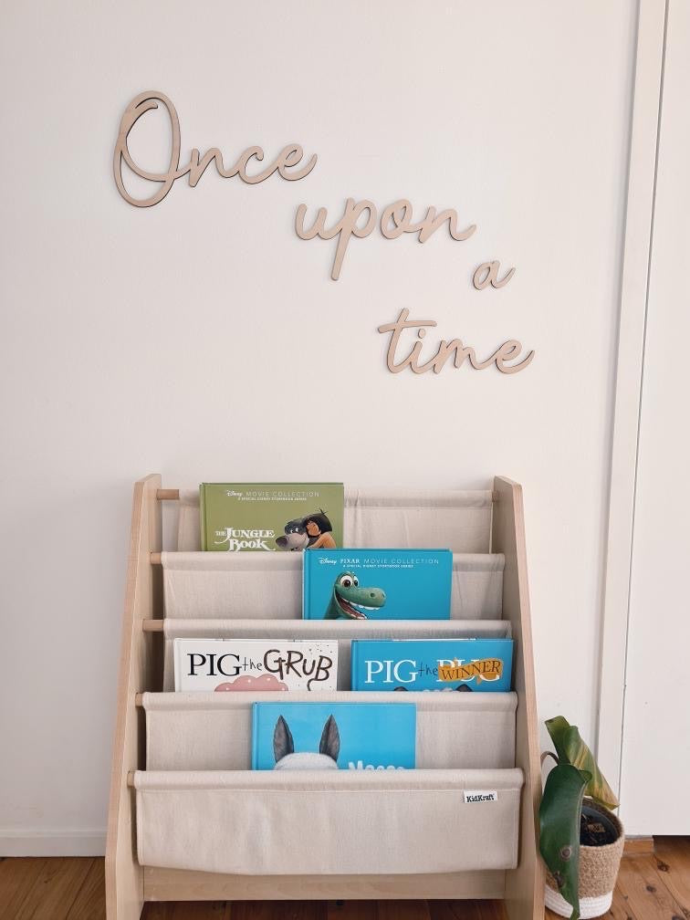 ‘Once upon a time’ wooden wall script