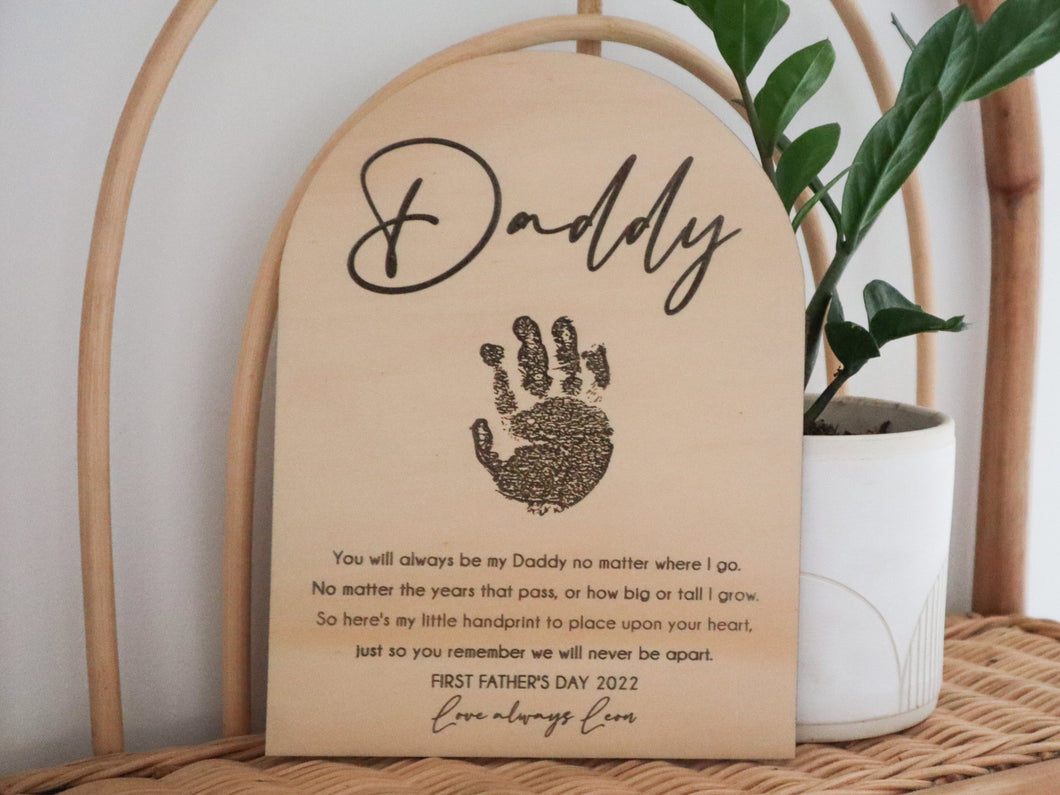 Personalised Daddy Engraved Handprint Poem Plaque