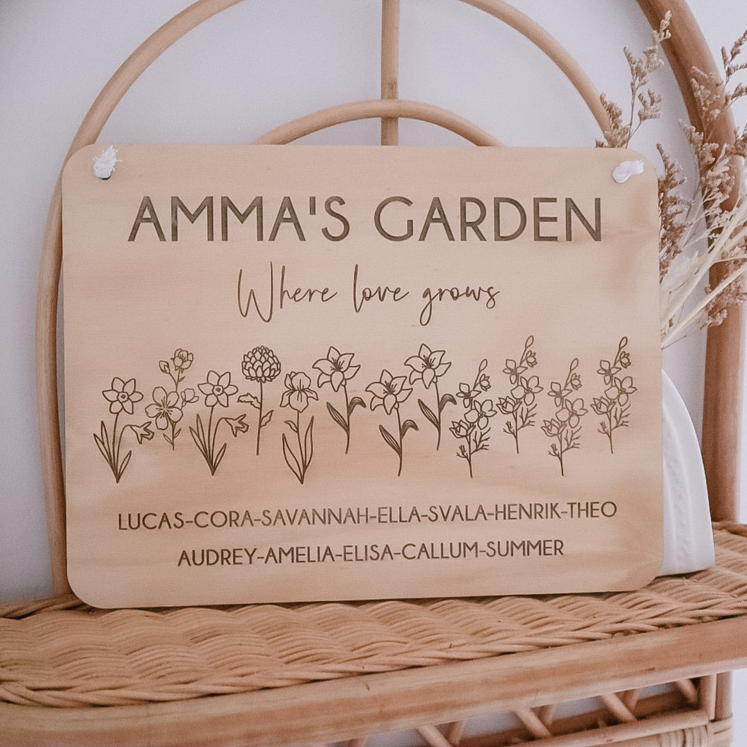 Nanny’s Garden Birth Flower Plaque