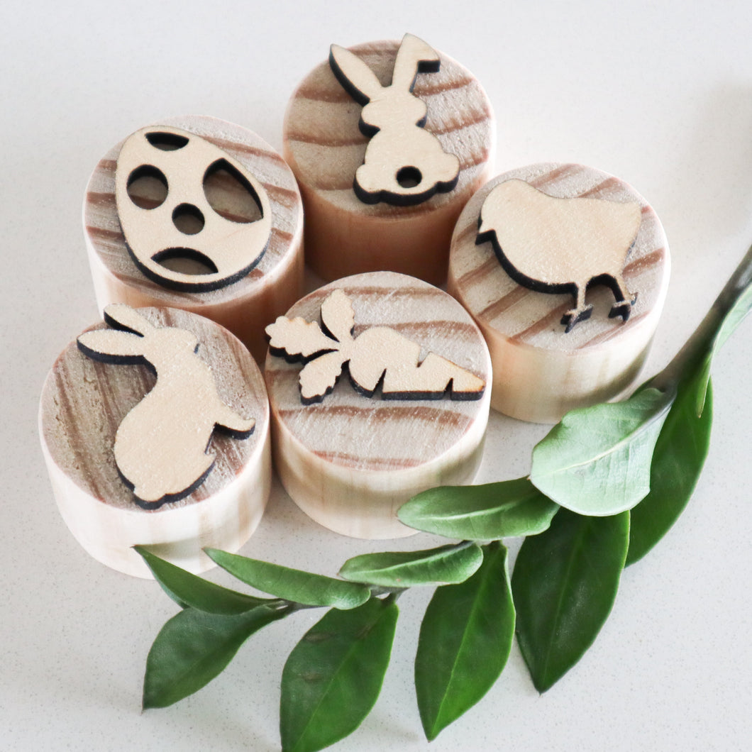 Wooden Easter Play Dough Stamps