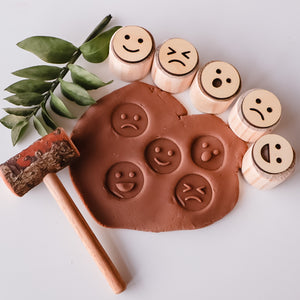 Wooden Emotion/Feelings Play Dough Stamps