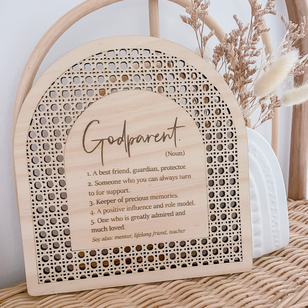 Godparent Rattan Definition Plaque